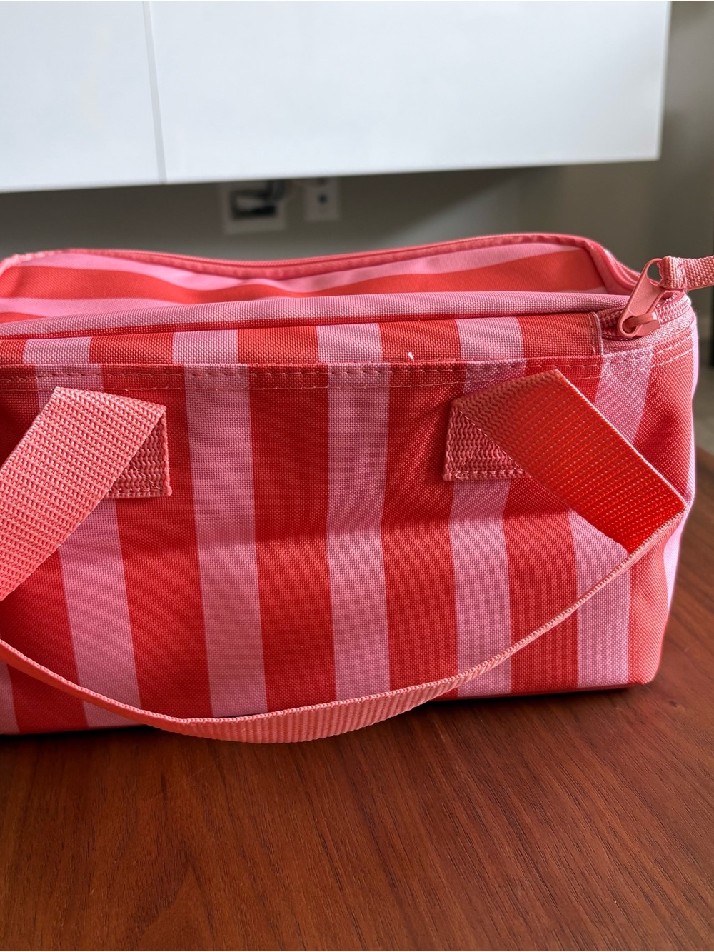 Trader Joe's Pink & Coral Striped Mini Insulated Cooler Bag - Picture 4 of 7